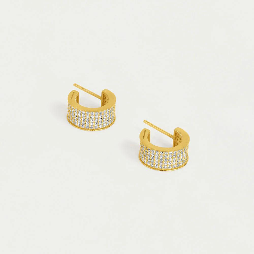 Dean Davidson Petit Pave Thick Huggie Hoops - White Topaz/Gold