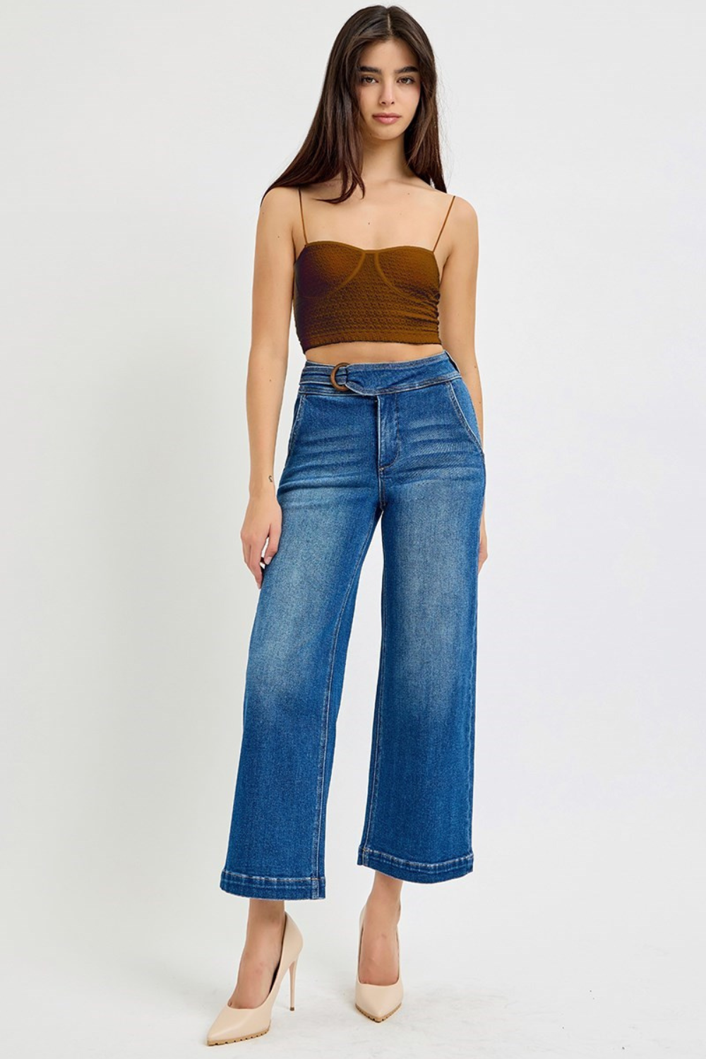 Risen Crop Wide Leg Jeans