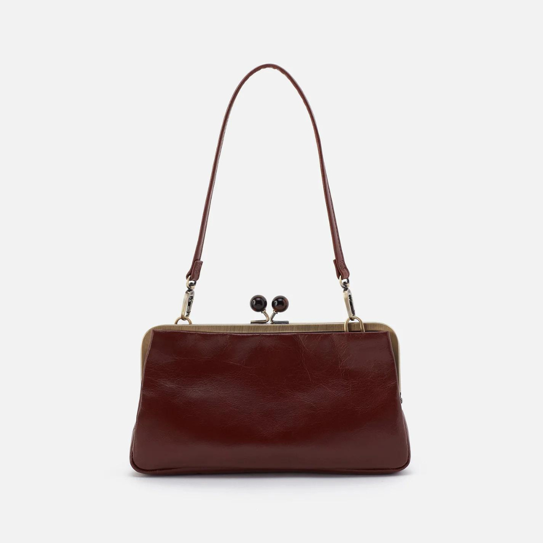 Hobo Lauren Frame Crossbody Polished Leather - Chocolate