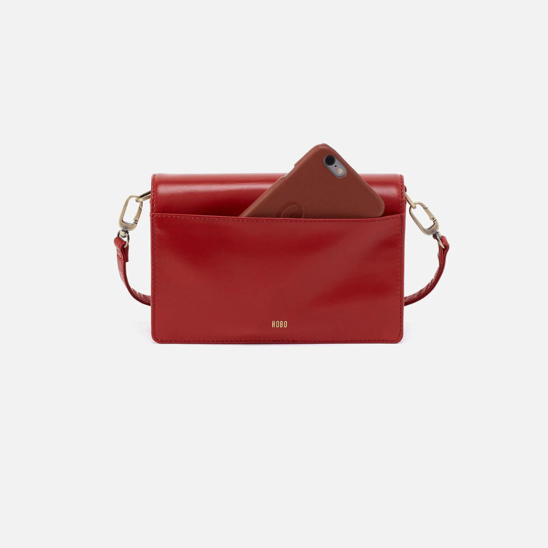 Hobo Jill Phone Crossbody Polished Leather - Brick