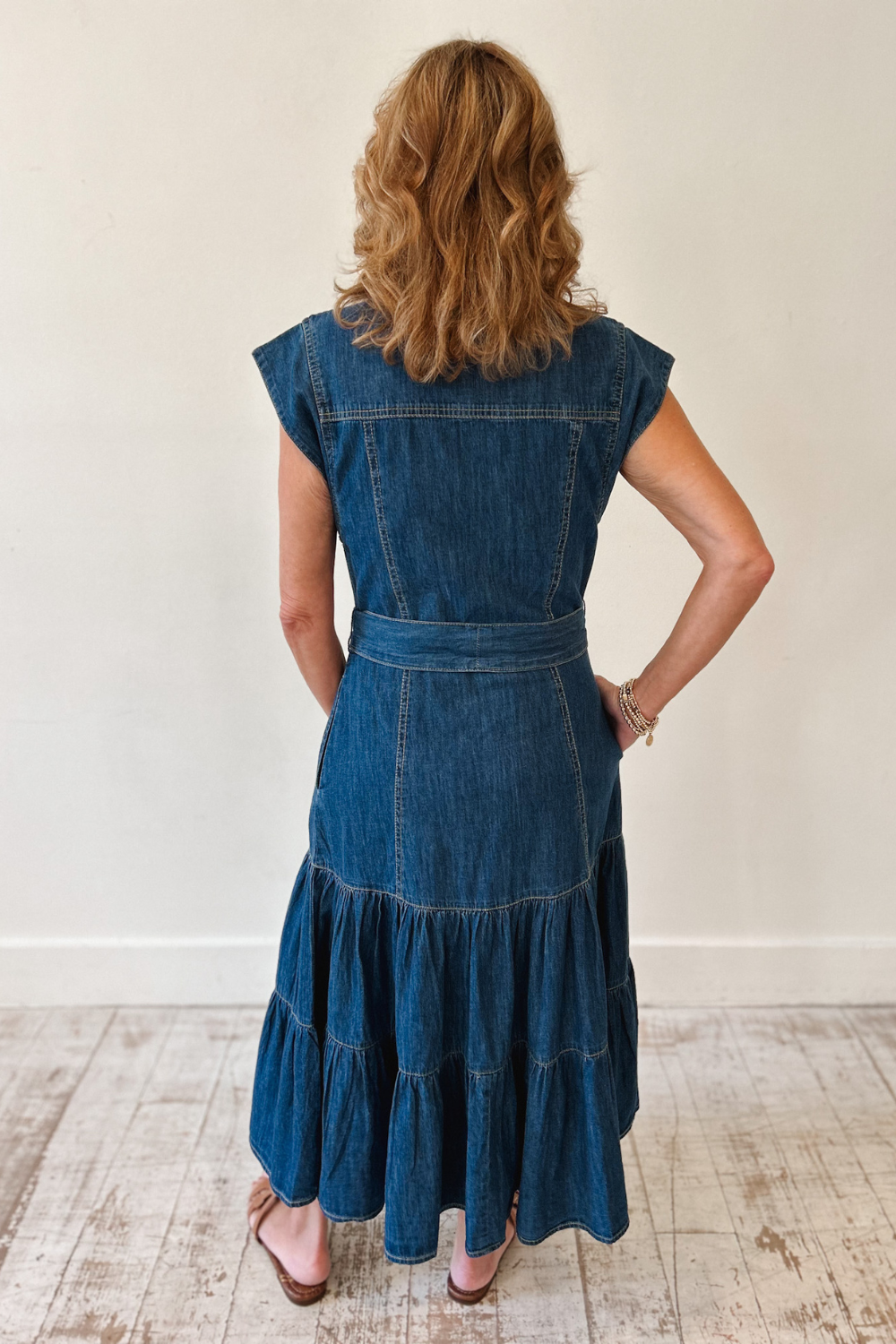 Elan Denim Tiered Dress