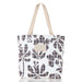 Tote bag with floral pattern and visible brand logo on a white background