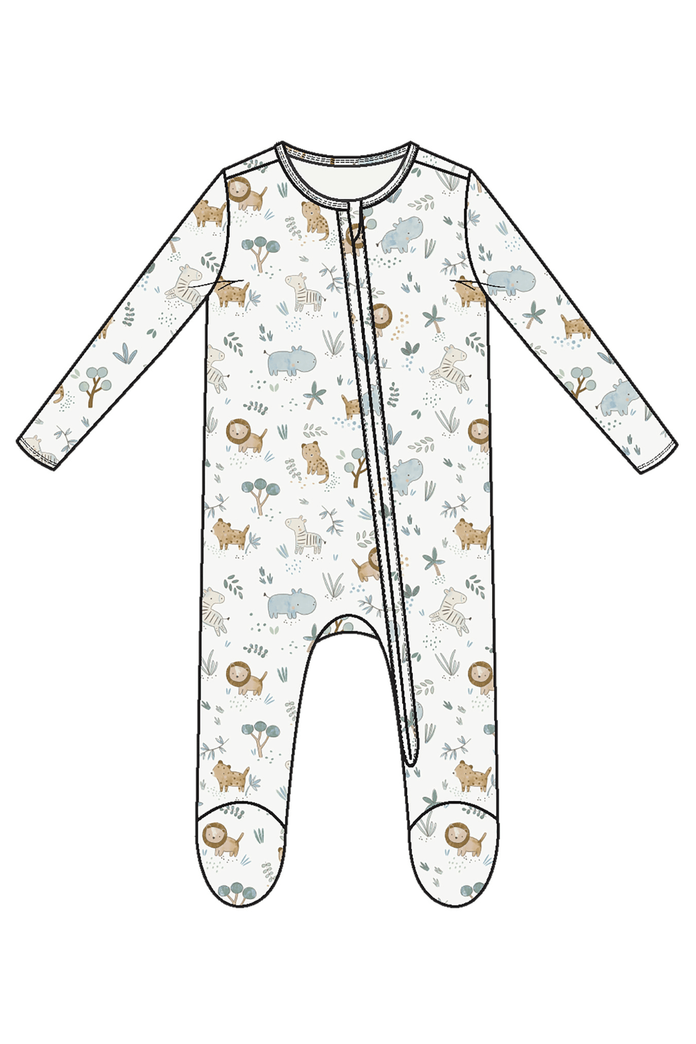 Angel Dear Delicate Safari 2 Way Zip Footie - The Cottage