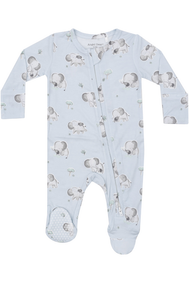 Angel Dear Gray Elephants Blue 2 Way Zip - The Cottage