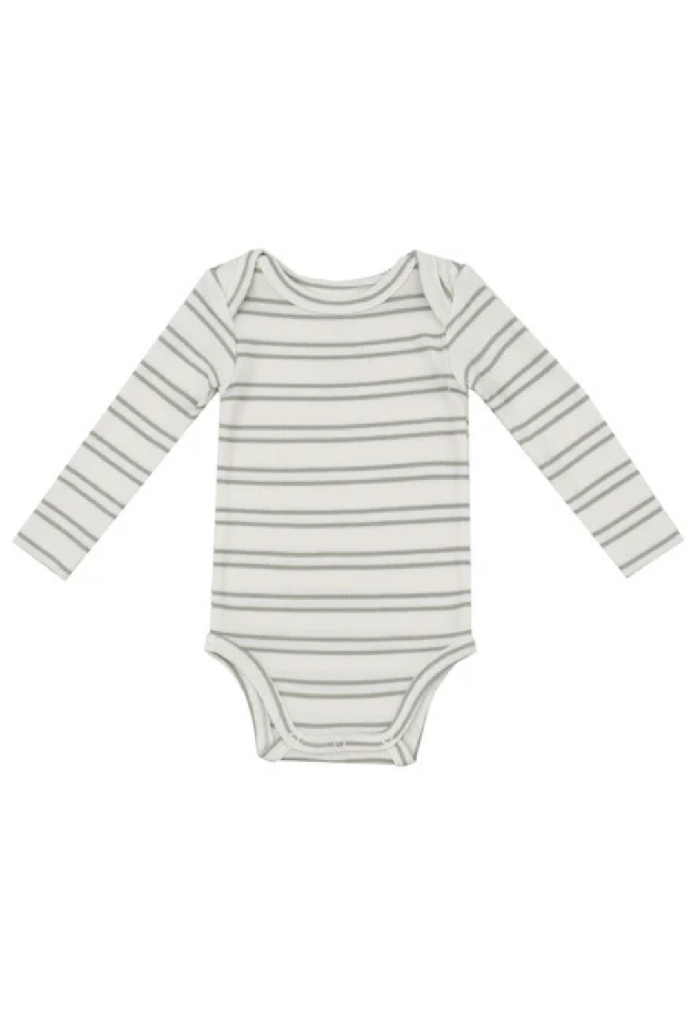 Angel Dear Long Sleeved Ribbed Stripe Bodysuit- Desert Sage