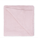A folded light pink textured knit blanket with ribbed edges, shown on a plain white background.