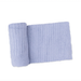 A light periwinkle blue ribbed knit blanket, folded with one end rolled, shown on a plain white background.