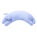 A light blue sleeping dog plush pillow, shown in a side-profile curled-up pose on a solid white background.