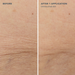 Before and after comparison of skin texture with 'Before' showing more visible lines and 'After 1 Application' showing smoother skin.