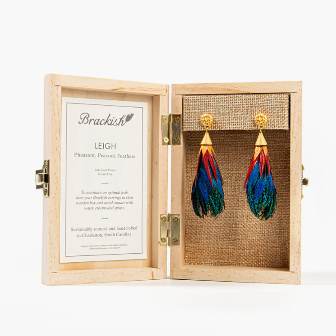 Brackish Leigh Statement Earrings - Pheasant & Peacock