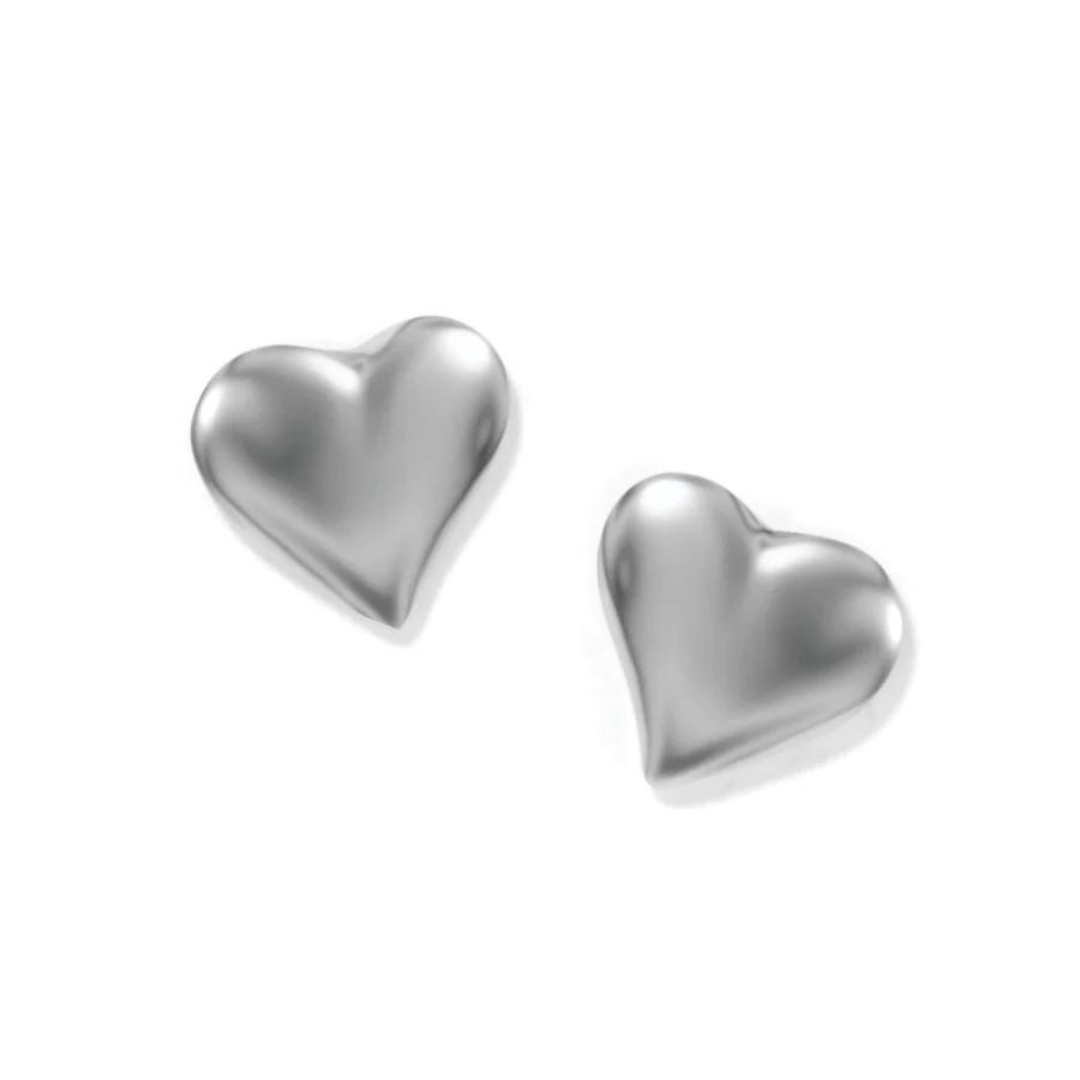 silver heart earring on white background