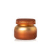 A small frosted glass jar with a metallic copper-brown lid, labeled 'PUMPKIN DULCE', on a clean white background.