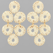 Pair of gold earrings with circular design on a gray background