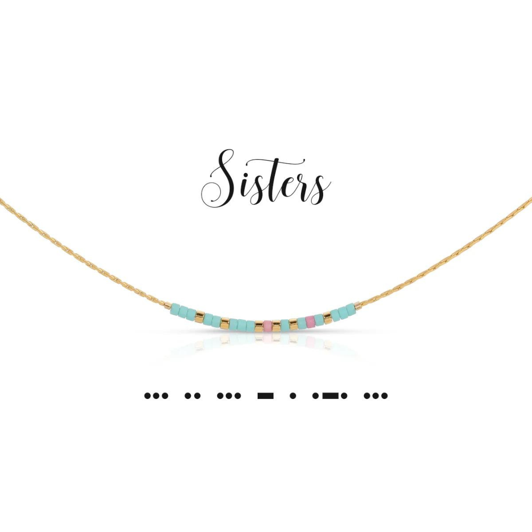 Dot & Dash Morse Code Necklace - Sisters