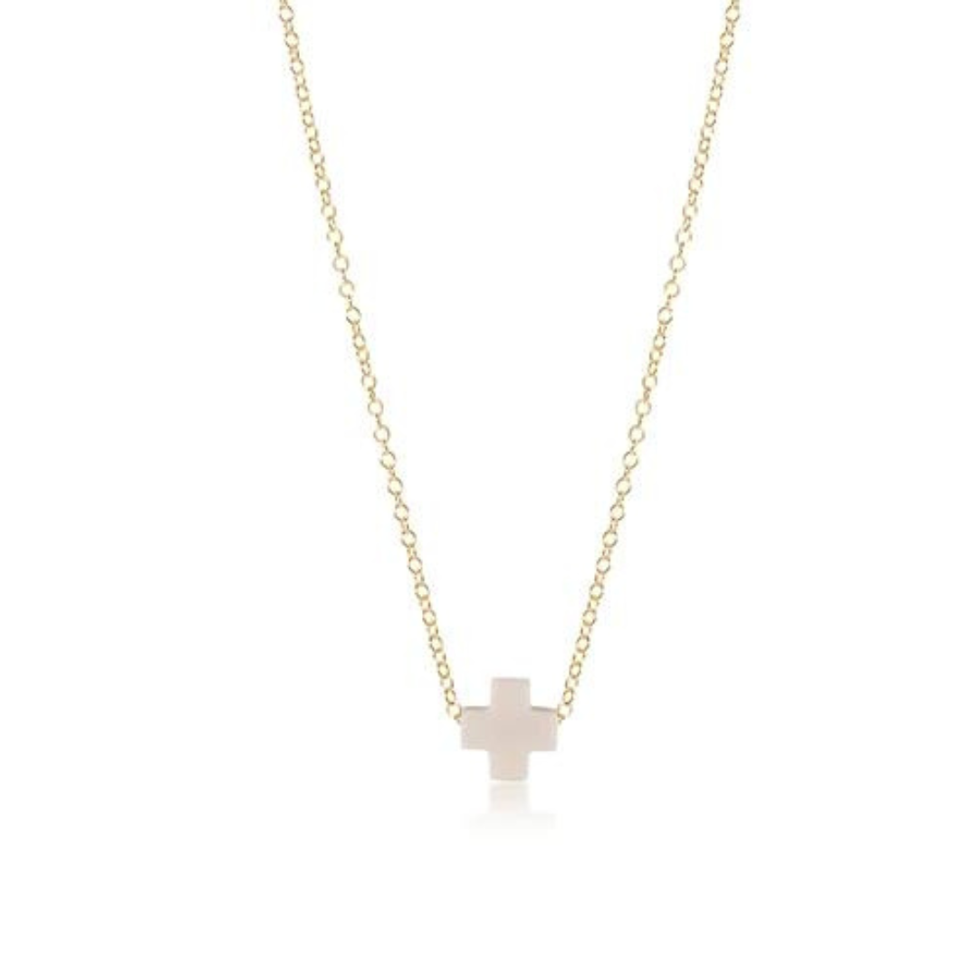 Enewton Gold Signature Cross Necklace - Off-White