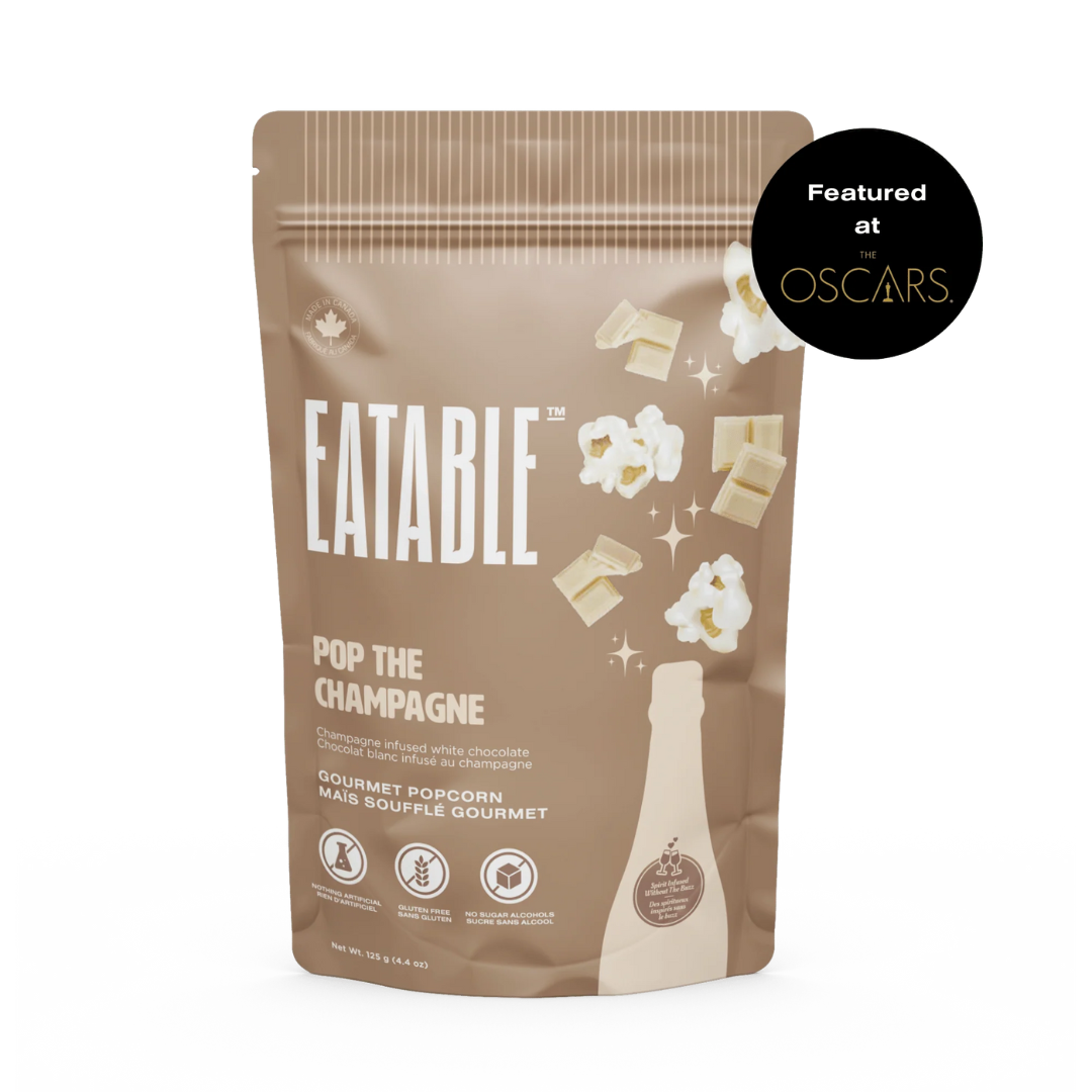 Eatable Pop the Champagne- Wine Infused White Chocolate Covered Popcorn