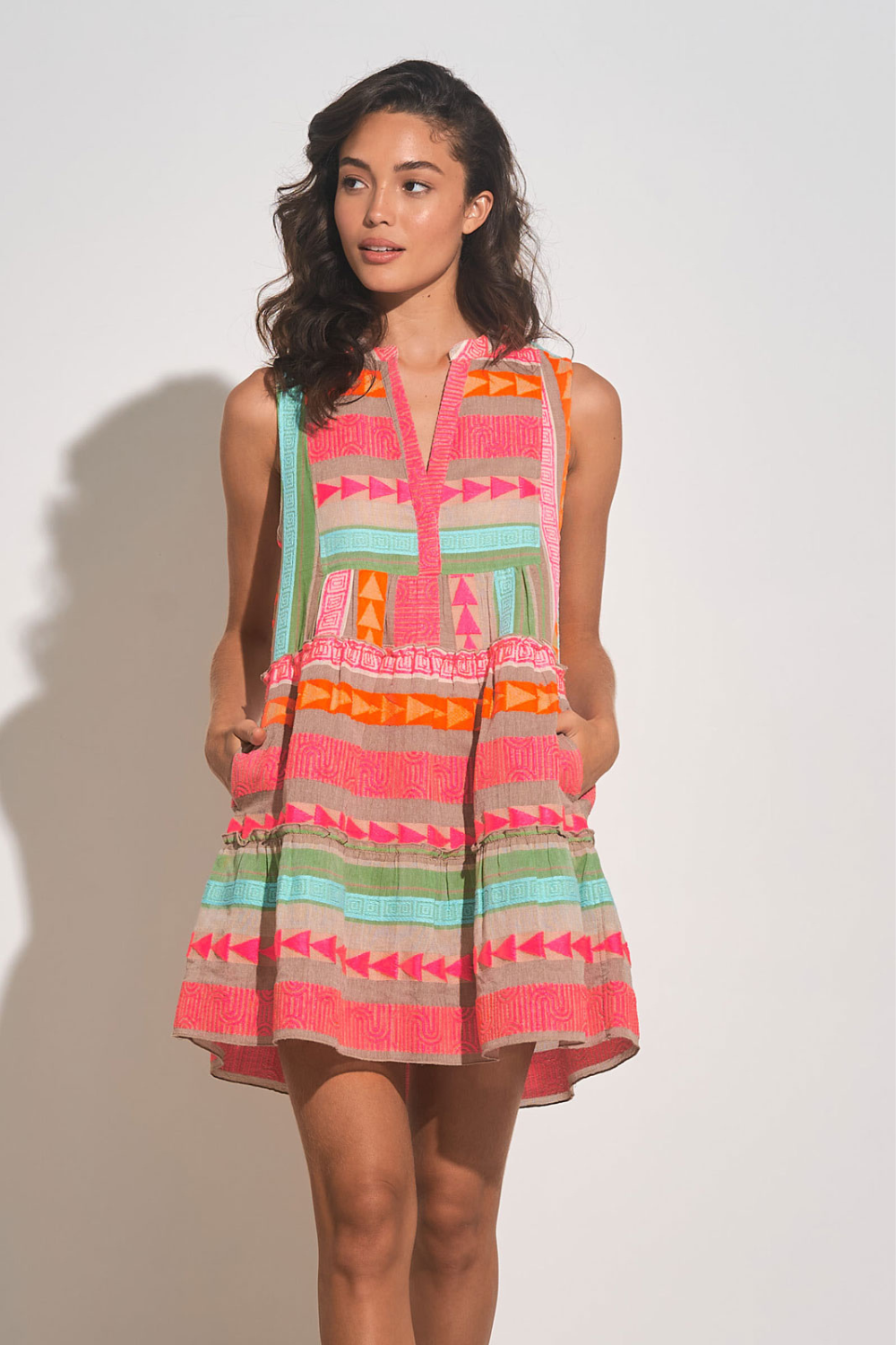 Elan Kenna A-Line Dress - Neon Multi