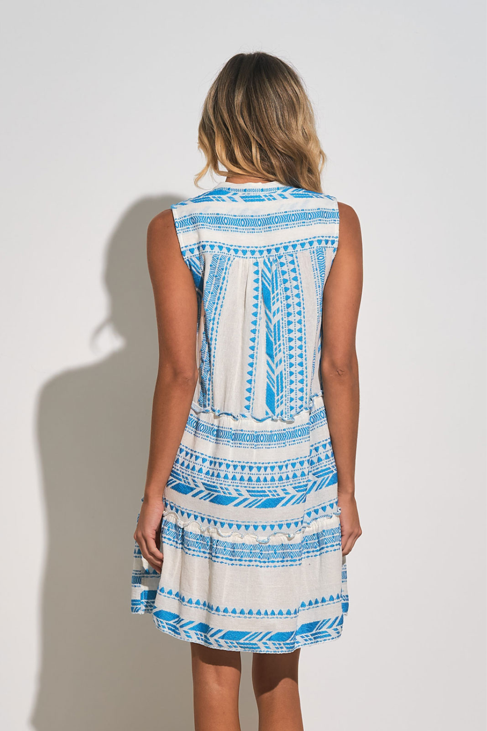 Elan Kenna A-Line Dress - White & Blue