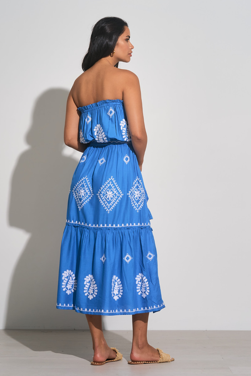 Elan Lorena Embroidered Midi Dress - Blue