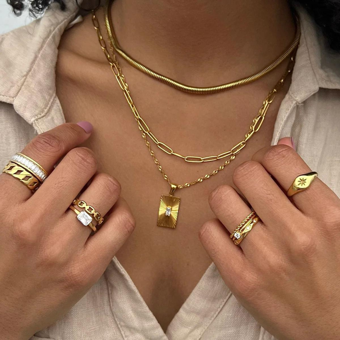 Ellie Vail Fatima Sunburst Tag Necklace - Gold