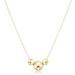 Gold necklace with three round pendants on a white background