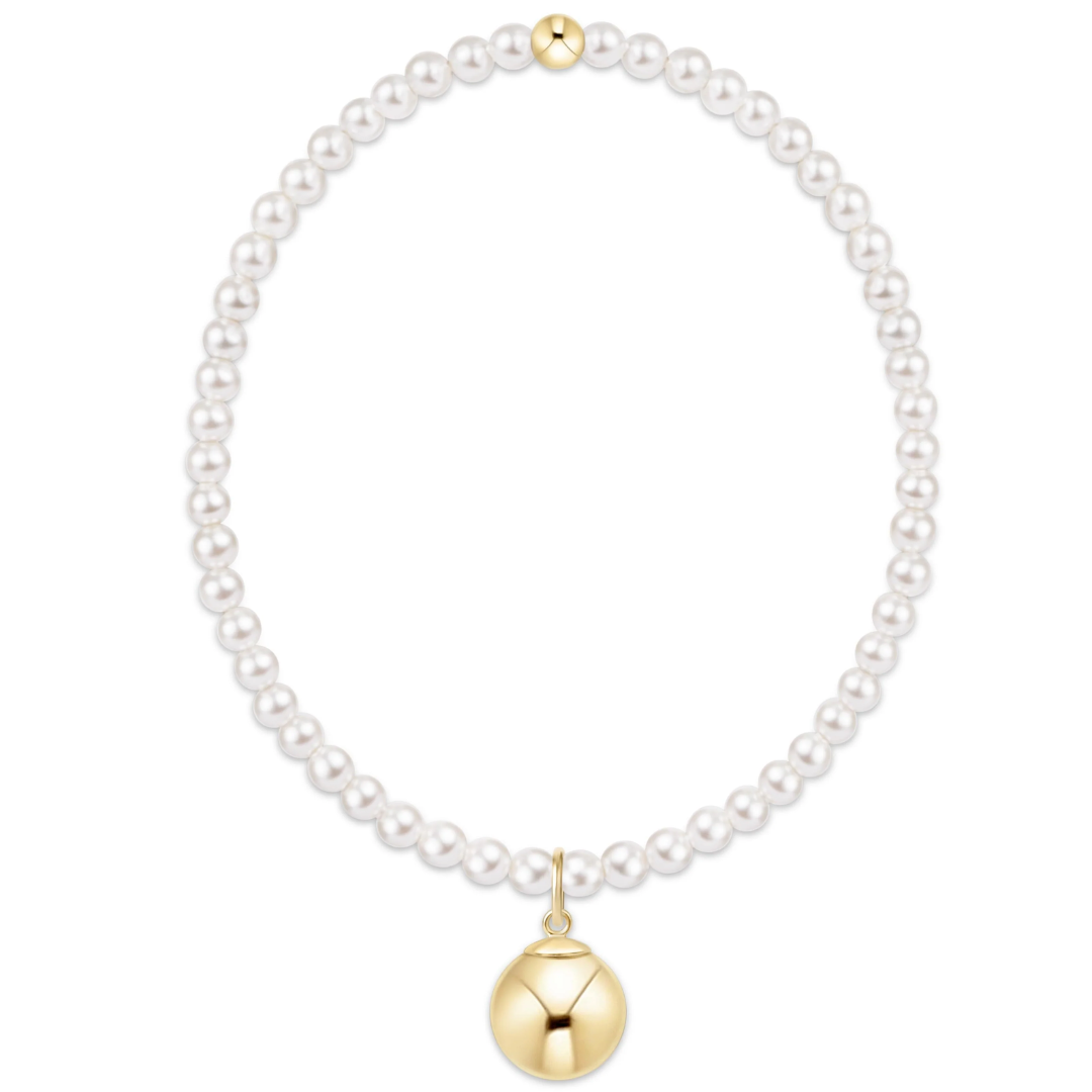 Pearl necklace with a gold pendant on a white background