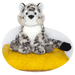 plush snow leopard on white background