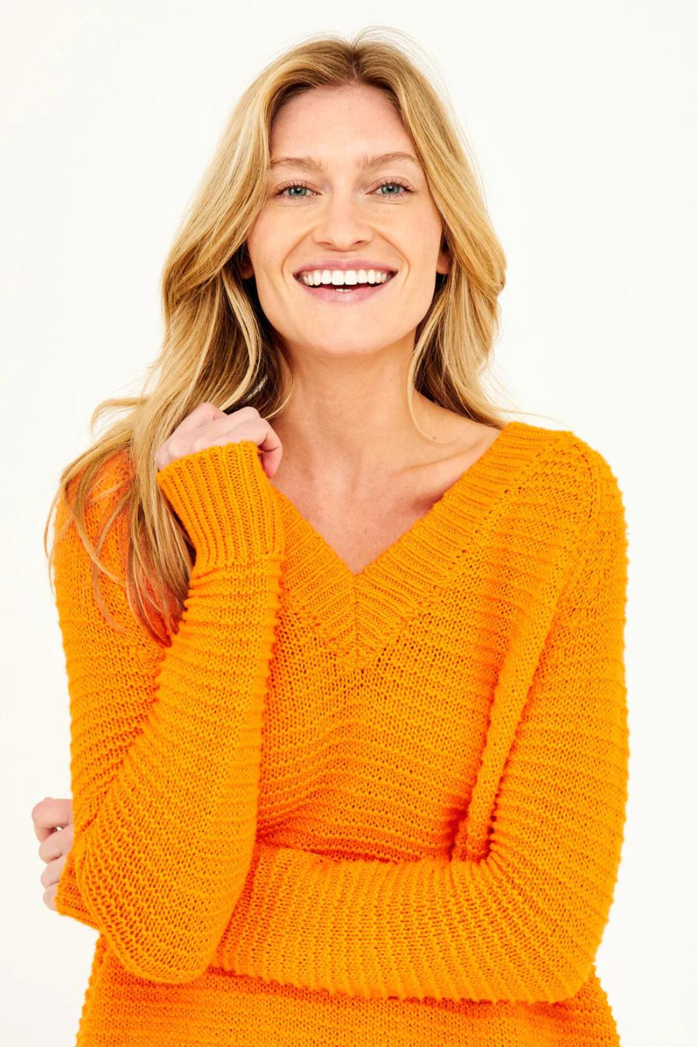 HIHO Lexy V-Neck Sweater - Dominca Orange