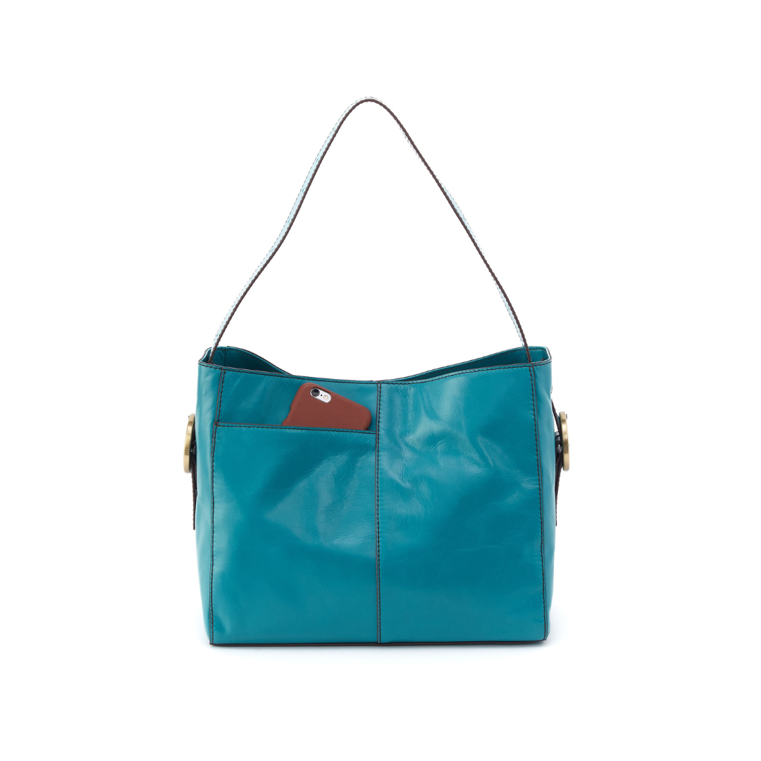 Hobo Render Shoulder Bag Polished Leather- Biscayne Blue