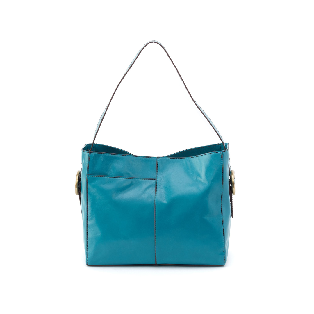 Hobo Render Shoulder Bag Polished Leather- Biscayne Blue