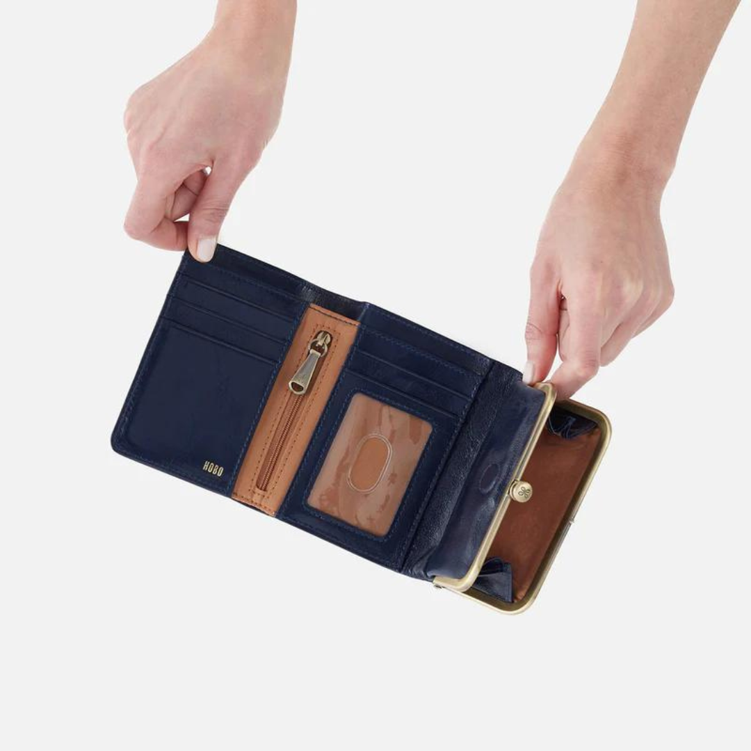 Hobo Robin Compact Wallet Polished Leather- Nightshade