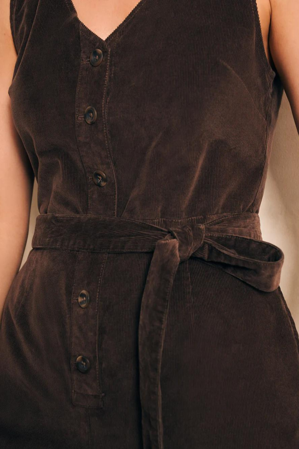 Faherty Stretch Cord Alina Jumpsuit - Chocolate