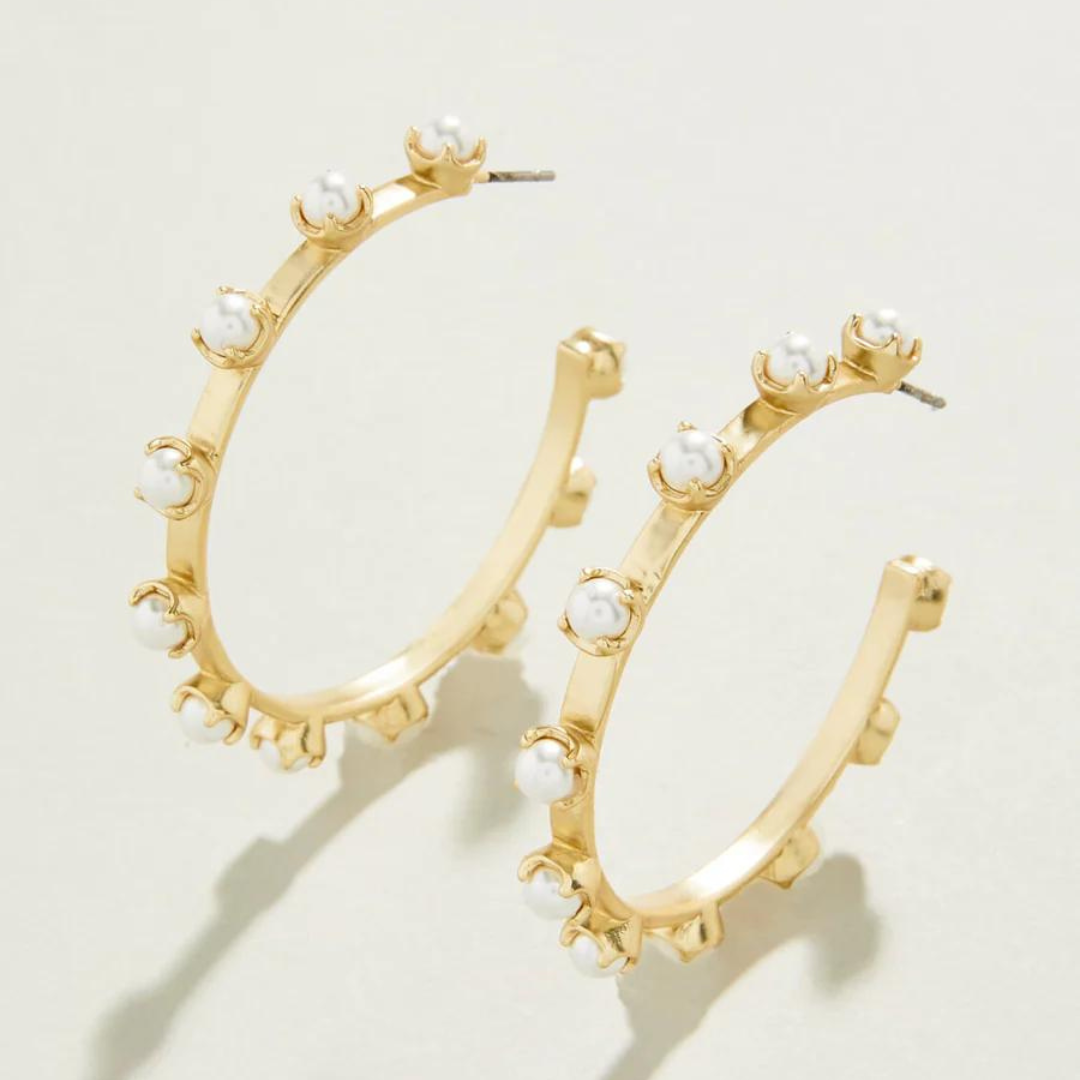 Spartina Stand Out Pearl Hoop Earrings