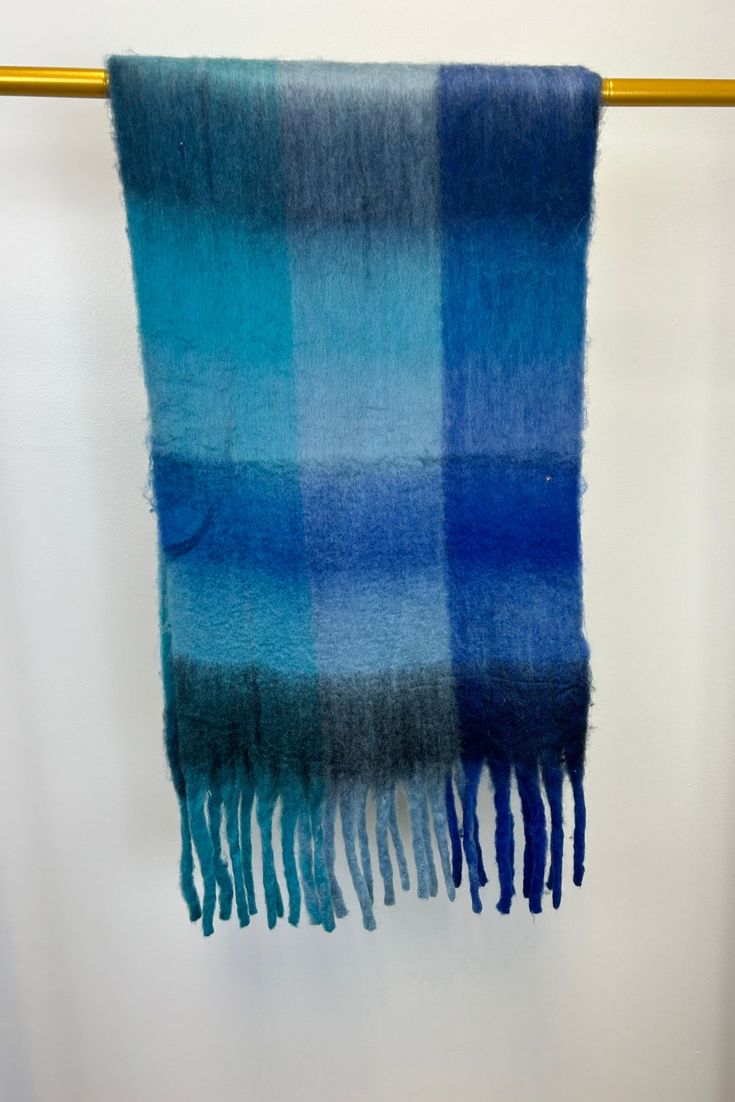 Fuzzy Multi Color Plaid Scarf