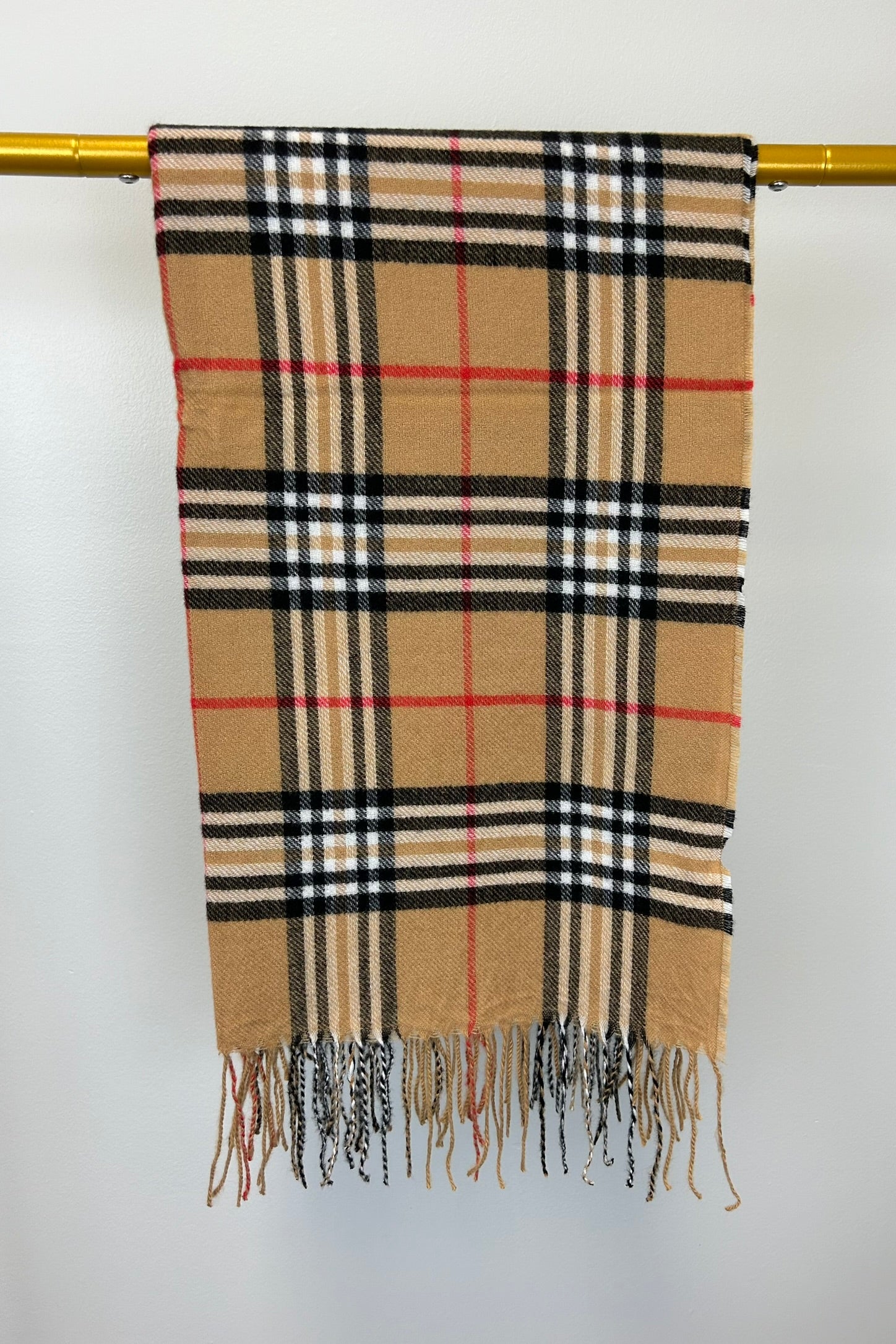 Soft Highland Plaid Scarf - Camel