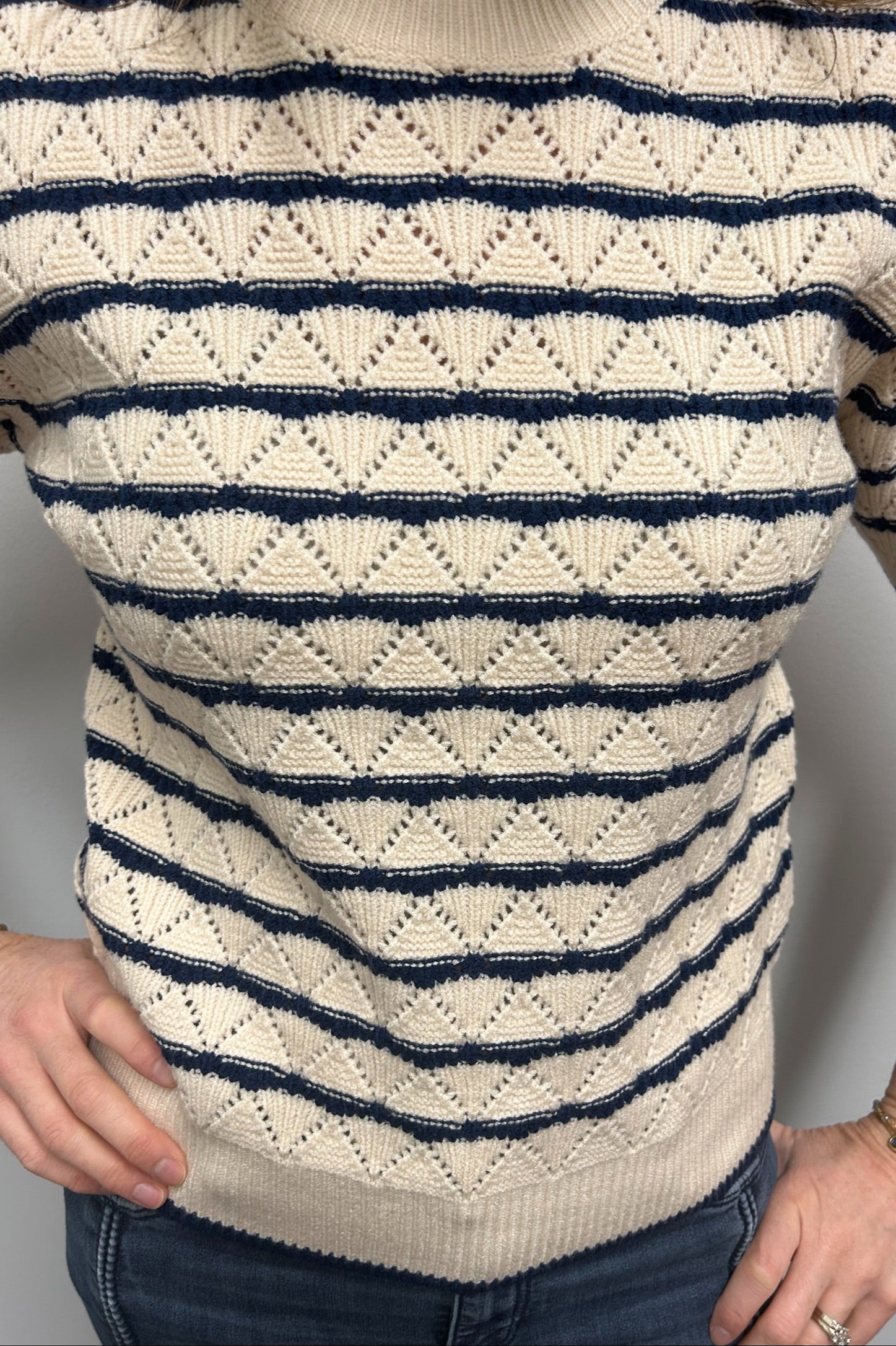 THML Blue and Cream Stripe Top