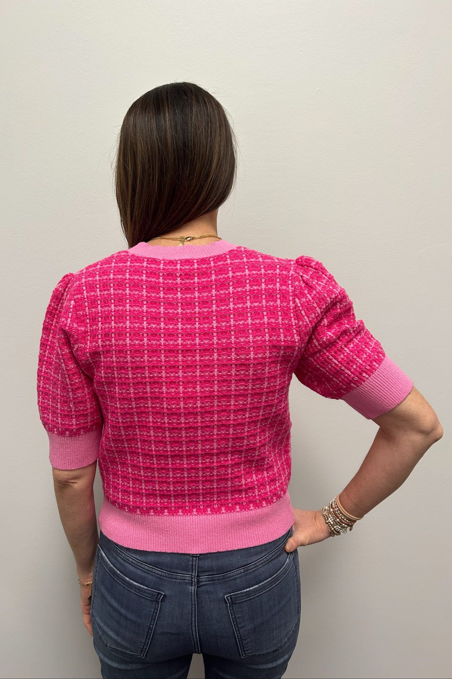 THML Pink Short Sleeve Knit Top