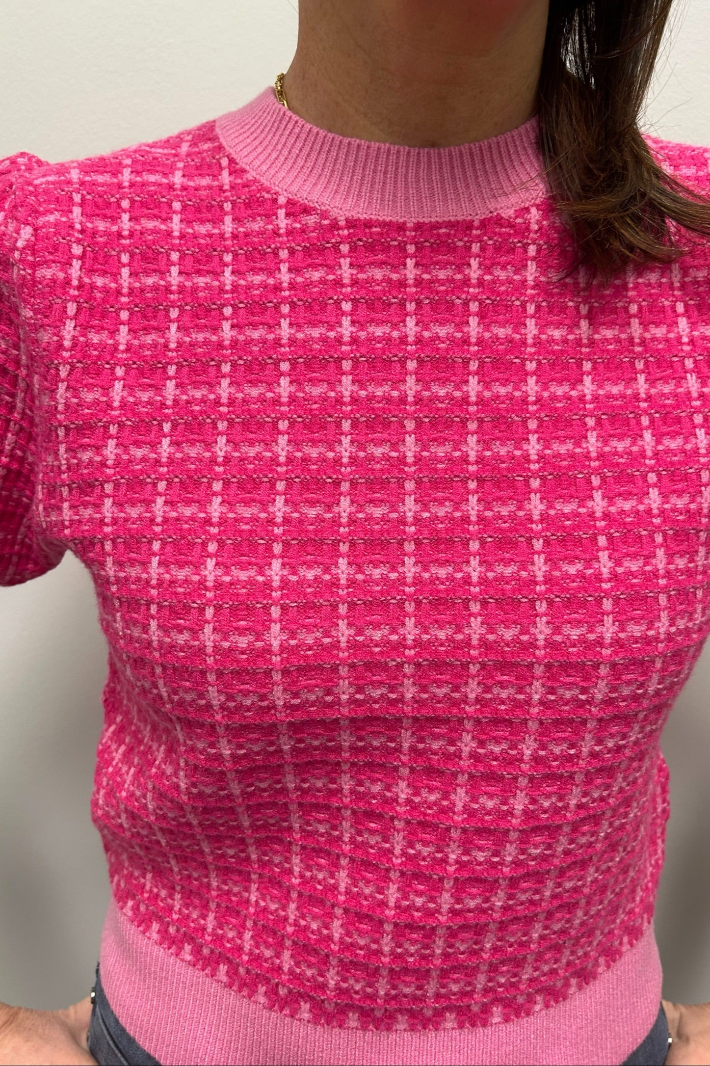 THML Pink Short Sleeve Knit Top