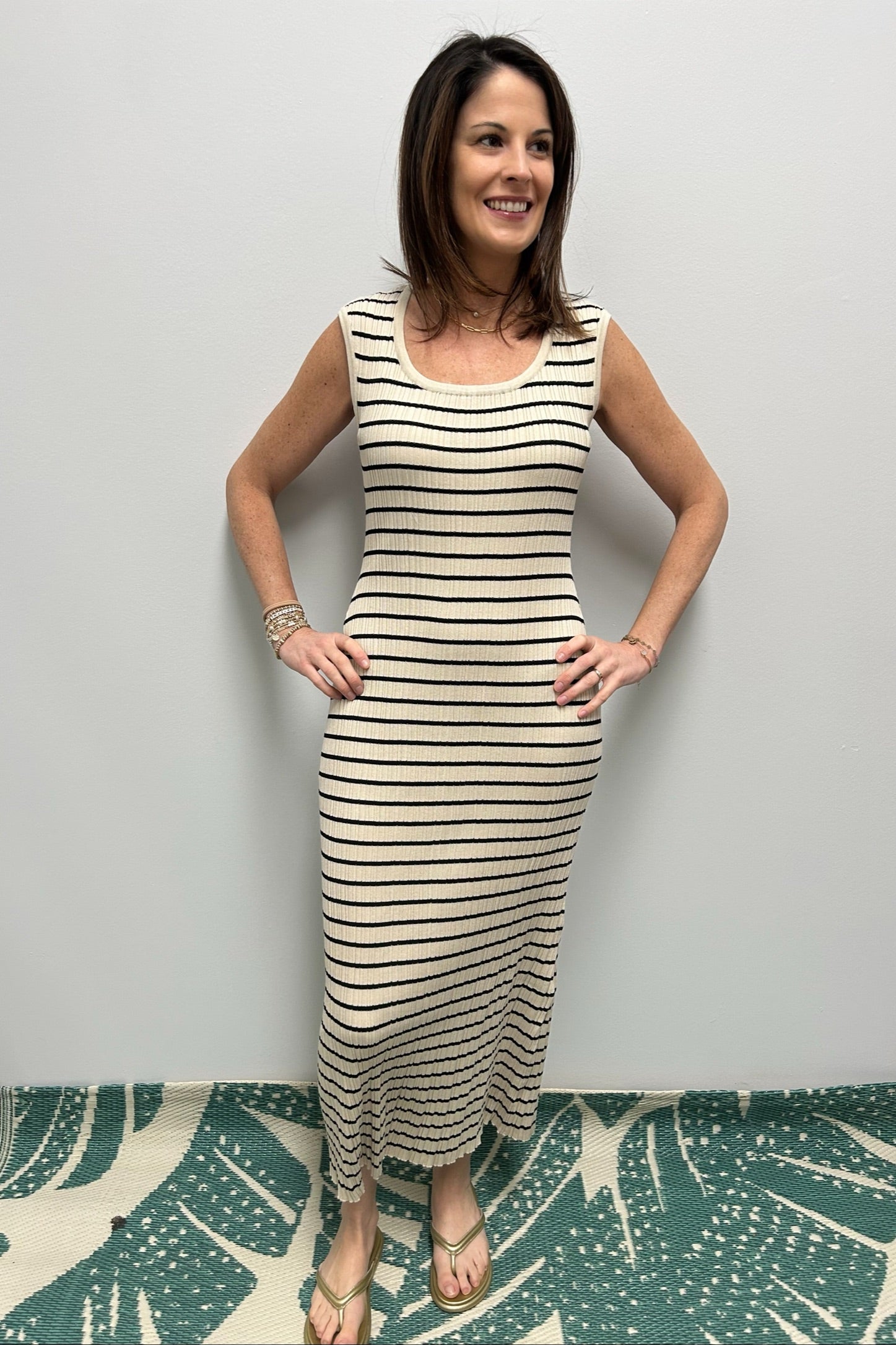 Z Supply Gisele Stripe Midi Dress - Sandshell