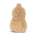 Jellycat Amuseable Peanut  is a plush tan peanut with a black smile and brown feet.  Back facing sitting