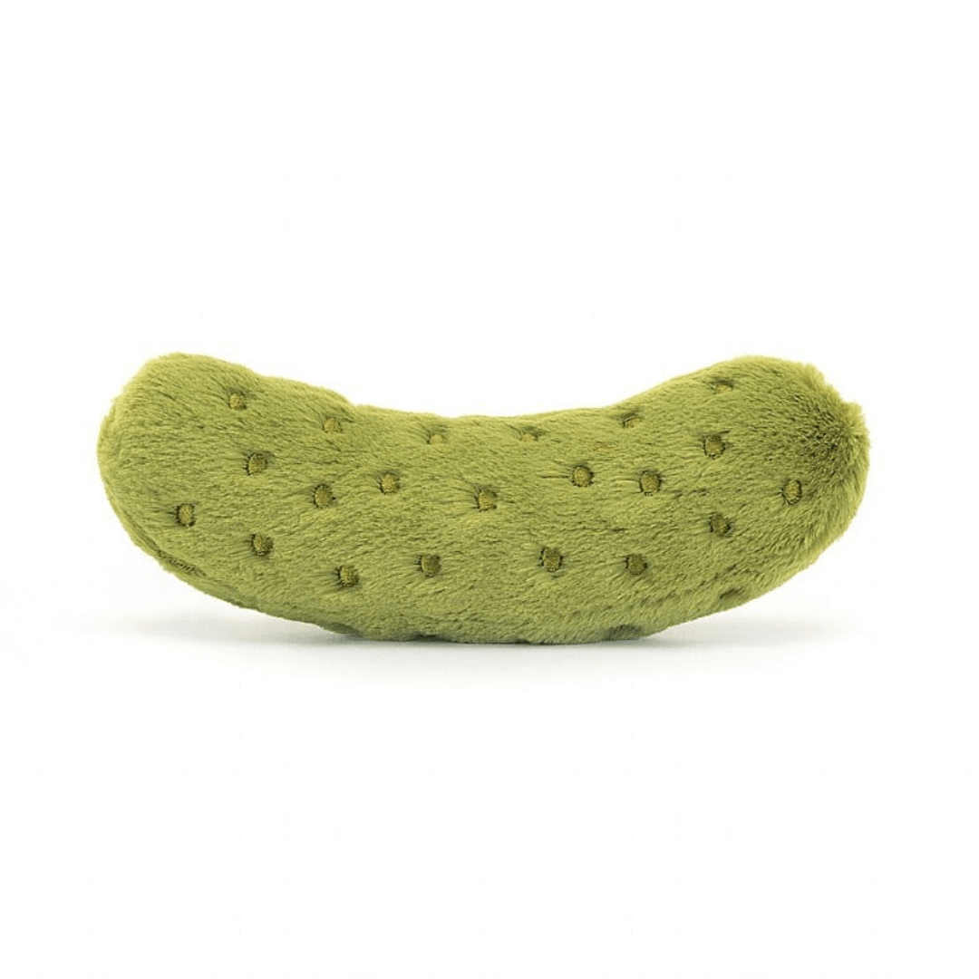 green pickle plush with dot detailing against a white background