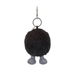 black fluffy bag keychain on white background
