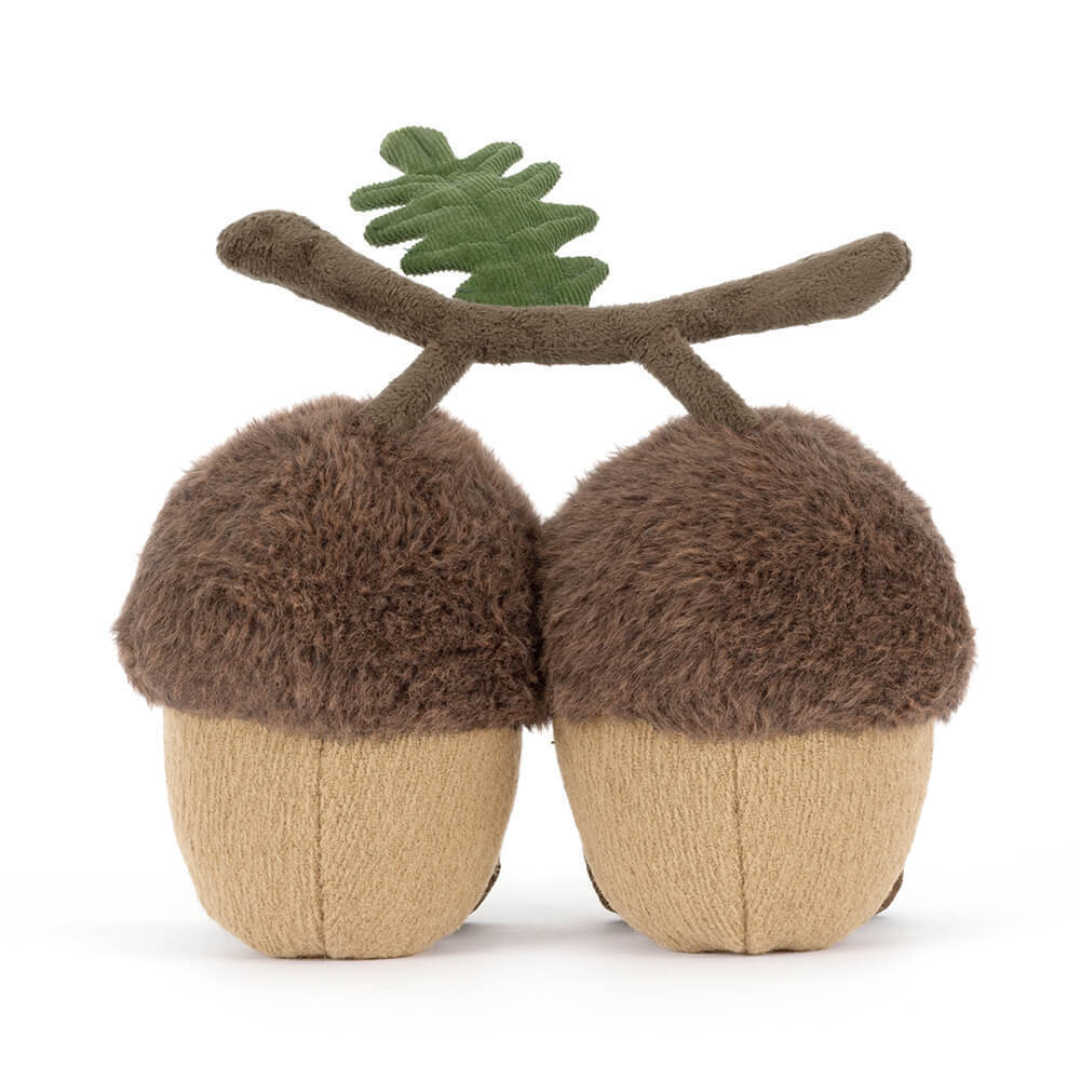 two acorns on twig stuff animal on white background