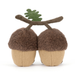 two acorns on twig stuff animal on white background