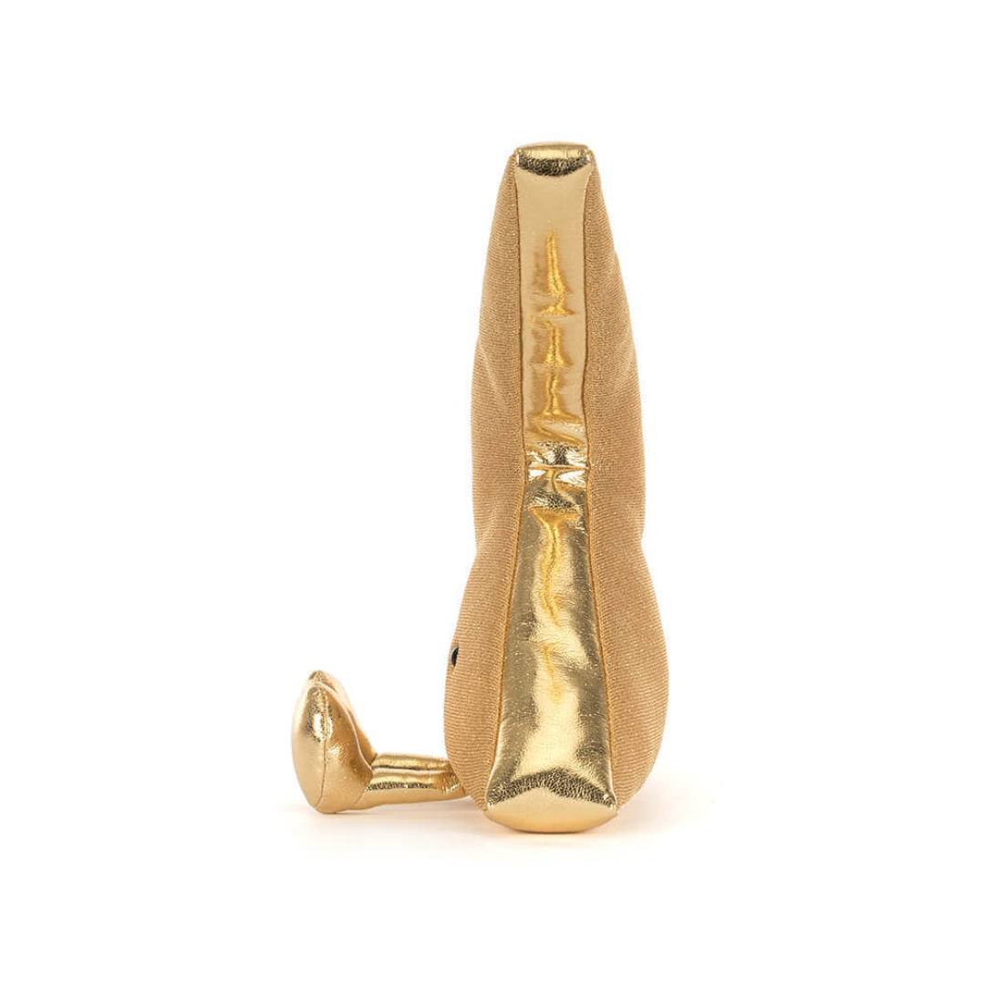 gold bolt with feet and against white background