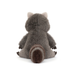 Plush raccoon toy on a white background