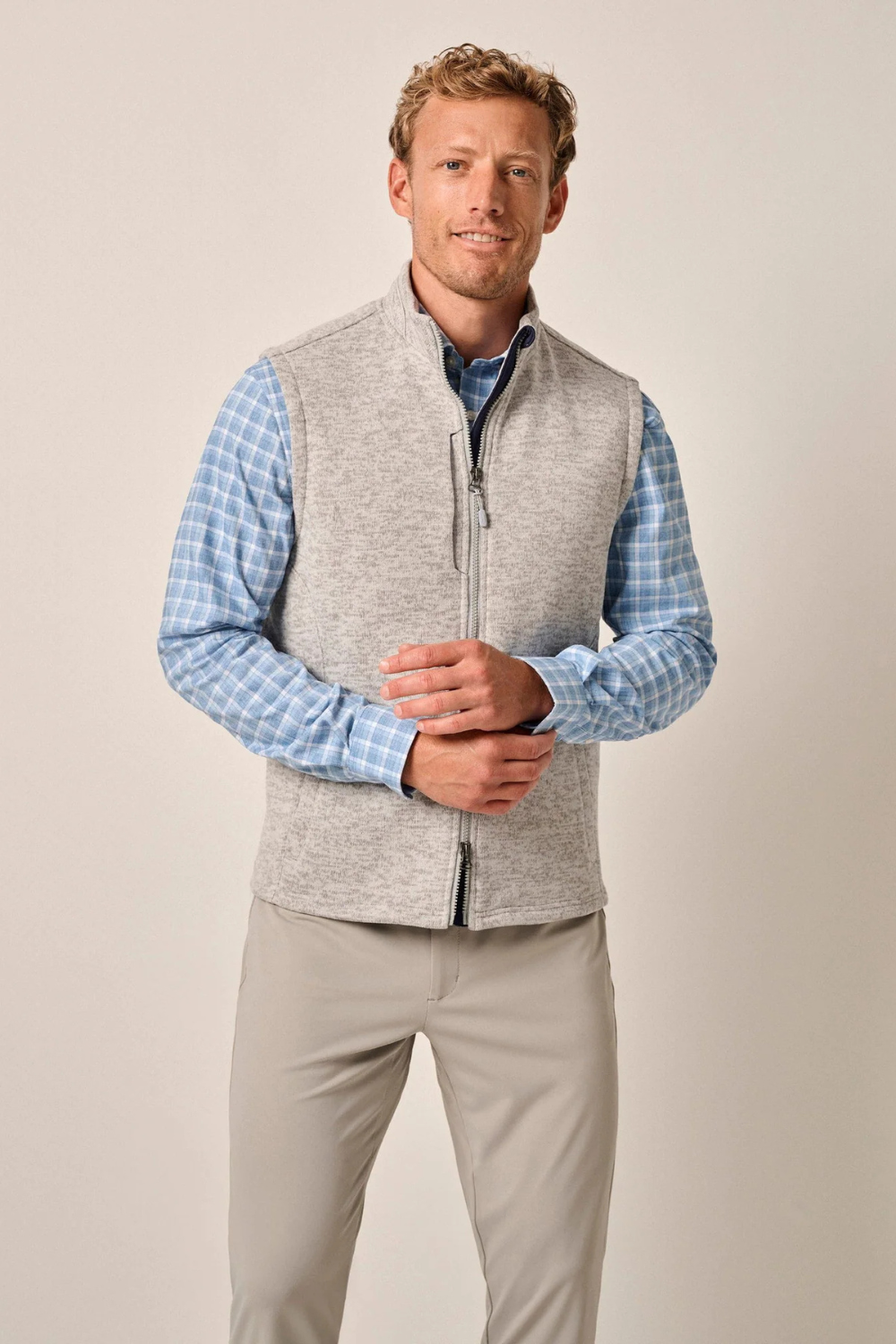 Johnnie-O Denali Vest- Light Grey