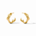 Pair of gold hoop earrings on a white background