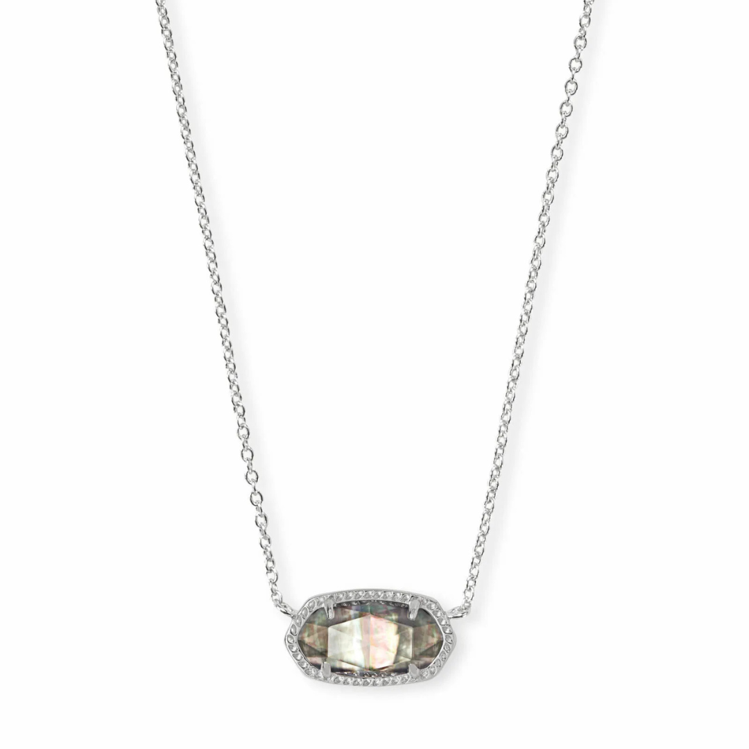 Kendra Scott Elisa Necklace - Silver Black Mother of Pearl