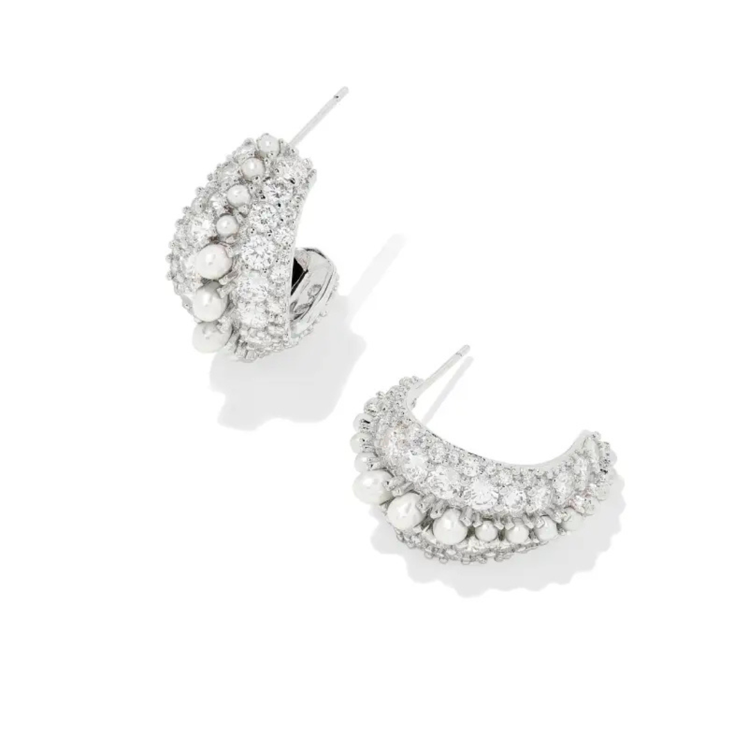 Kendra Scott Krista Hoop Earrings - Silver - White Mix